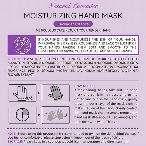 Chicwe 30 Pairs of Hand Masks Moisturizing Glove, Hydrating Hand Masks for Dry Peeling Hands, Exfoliating Collagen Gloves for Smooth Hands (Lavender)