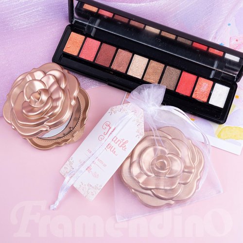 Framendino, 20 Set Rose Compact Mirror Bulk Wedding Party Favors Including Mini Mirrors Thank You Tag White Organza Bag and Jute Twine for Bridal Shower Souvenirs