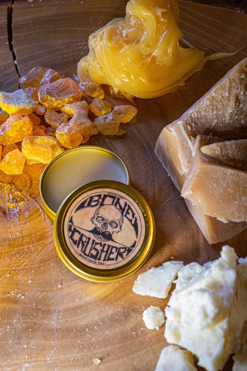 THE VINTAGE GROOMING CO. Death Grip Combo | Sudden Death Hold & Bone Crusher Firm Mustache Waxes for Handlebar, English, Dali, Walrus & Curly Styles