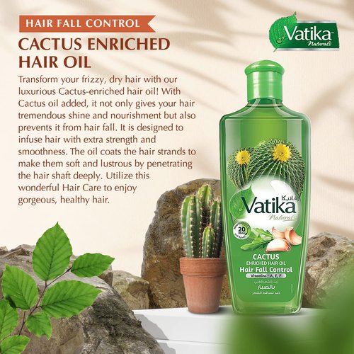 Vatika Naturals Cactus Shampoo, Conditioner & Hair Oil Combo – Strengthens Weak Hair, Reduces Breakage, Deep Hydration & Damage Repair with Cactus & Henna for Smooth, Healthy Hair, 400ml