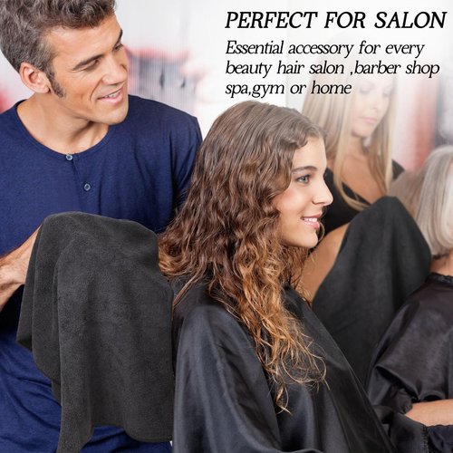 Shimeyao 24 Pack Bleach Proof Towels Microfiber Absorbent Resistant Hair Hand Towels Bulk Quick Dry for Barber Gym Bath Spa Shaving (Black,16 x 29 Inch)