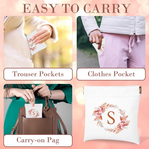 Initial Letter Pocket Cosmetic Bag,Pouches for Purse,Shrapnel Portable Pouch,Purse Makeup Bag for Women Cosmetics Jewelry Charging Cable,Bridesmaid Gifts,Bridal Shower Gift Bags,Birthday Gifts-S