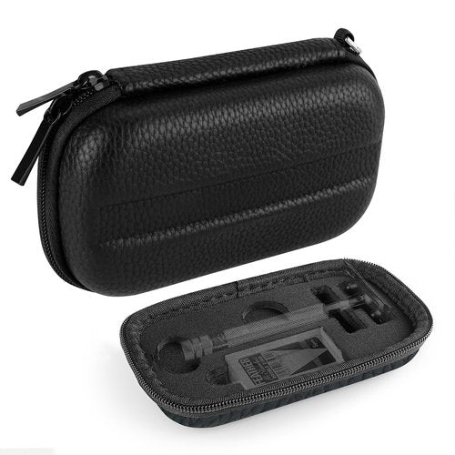 Linkidea Hard Travel Case Compatible with Vikings, Merkur, Shaving Revolution Double Edge Safety Razor, Storage Box Organizer for Safety Razor & Shaving Attachments (Lychee Vegan Leather)