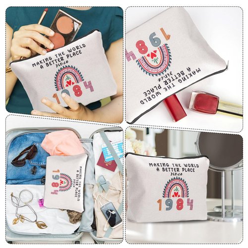 PEUTIER 40th Birthday Gifts Women, 10.43x7.09 Inch 1984 Birthday Makeup Bags Zipper Design Cosmetic Bags for Best Friend 40 Years Old