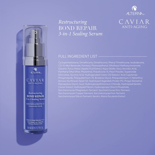 Alterna Haircare CAVIAR Anti-Aging Restructuring Bond Repair 3-in-1 Sealing Serum, Rebonds and Protects Damaged Hair,1.7 Fl Oz