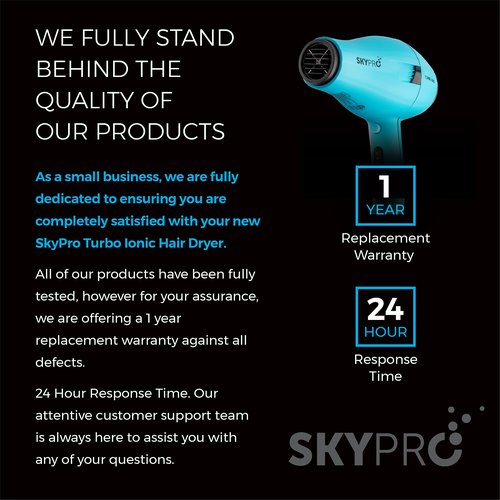 Turbo Ionic Blow Dryer with Attachments | Quiet & Powerful Professional Blow Dryer with Anti Frizz Technology | Tourmaline Hair Dryer with Infrared Heat |Short Barrel Travel Hair Dryer with Diffuser