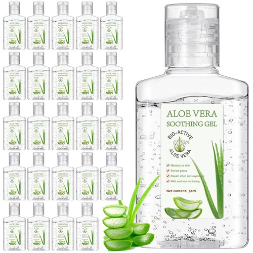 Dansib 24 Pcs Mini 1oz Soothing Moisture Gel Travel Size Moisturizing Face Skin Gel Bulk for Thank You Gifts Summer Beach Wedding Party Supplies(Aloe Vera)