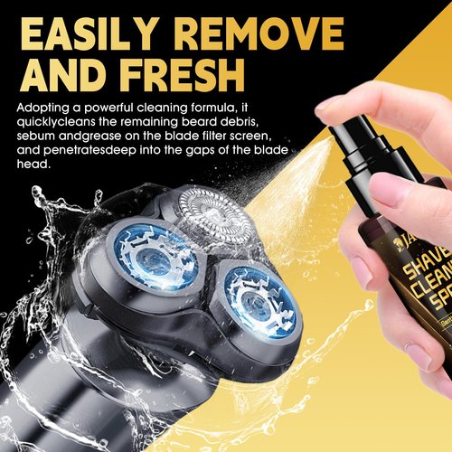 JAOJAO Shaver Cleaning Solution, Electric Shaver Oil Lubricant Electric Razor Cleaning Solution with Brush Deep Cleans and Lubricates Extends Razor Life Universally Compatible for Clipper Blades