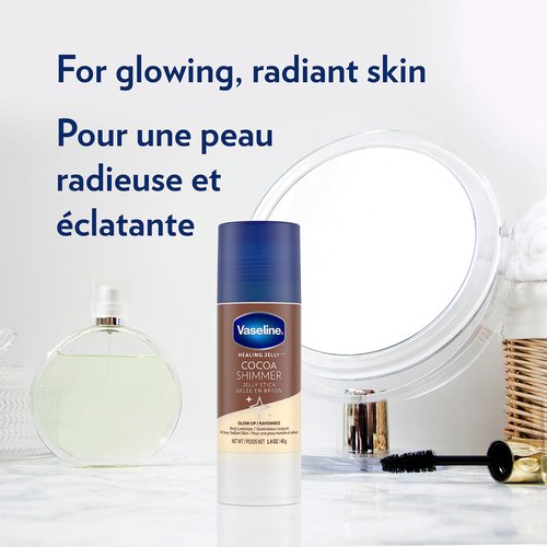 Vaseline Cocoa Shimmer Jelly Stick Highlighter & Luminizer Cocoa Butter Body Shimmer Stick, Lotion, Travel Size, for Glowing Skin, 1.4 Oz Ea (Pack of 6)