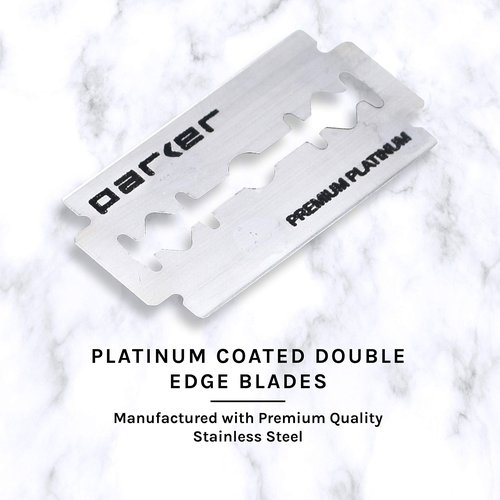 Parker 98R Heavyweight 3-Piece Double Edge Safety Razor – Long Handle, Closed Comb Design for Smooth Wet Shaving, Includes 5 Platinum Blades – Iconic Brand in Traditional Shaving