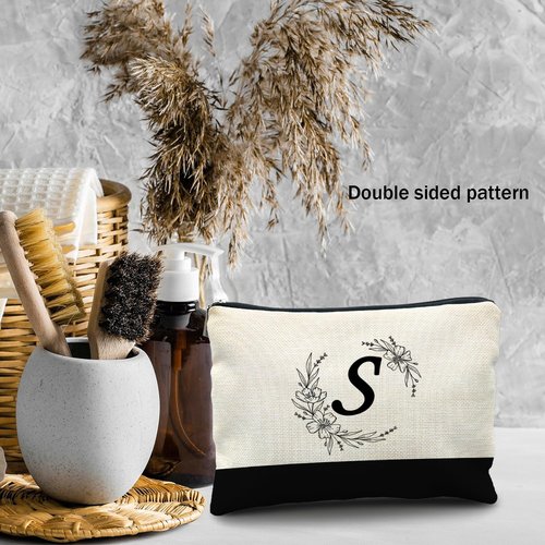 Likjad Bride Bridesmaid Cosmetic bag,personalized makeup bag,Initial Monogram Personalized makeup bag,bridesmaid gifts,personalized gifts,make up bag,monogrammed gifts for women（S）