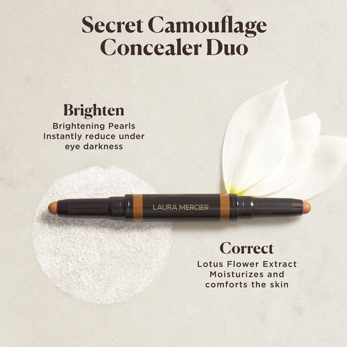 Laura Mercier Secret Camouflage Brighten and Correct Duo, 2-in-1 Face and Under Eye Concealer Stick, Blurs Imperfections and Reduces Appearance of Undereye Dark Circles, Full Coverage, 1W
