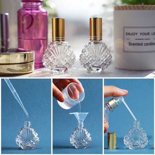 YU FENG 12pcs 15ml Glass Bottle Perfume Atomizer Refillable Spray Empty Perfume Bottle with Funnels Pipettes Dispenser for Perfume,Fragrance,Lotion,Essential Oil
