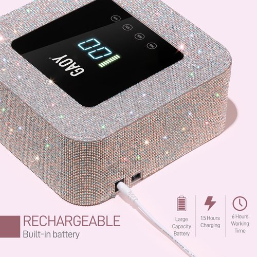 GAOY Cordless UV LED Nail Lamp for Gel Nails, Rechargeable UV Light, Professional Nail Dryer with 4 Timers, Automatic Sensor and Sensitive Mode for Fast Curing, AB Diamond