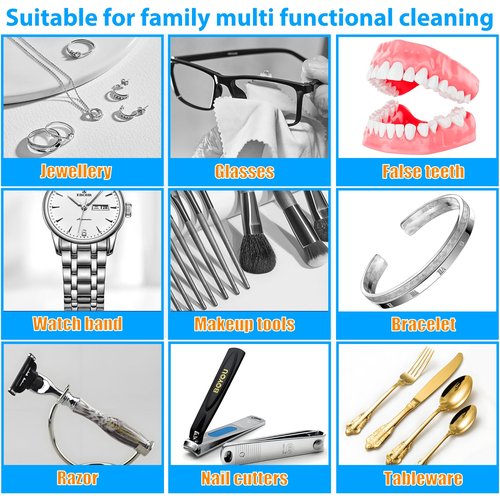 YINPAD Ultrasonic Retainer Cleaner Machine,48 kHz Ultrasonic Cleaner,700ML Portable Ultrasonic Cleaner for Braces, Mouth Guards, Aligner, Toothbrush, Glasses, Jewelry(White)