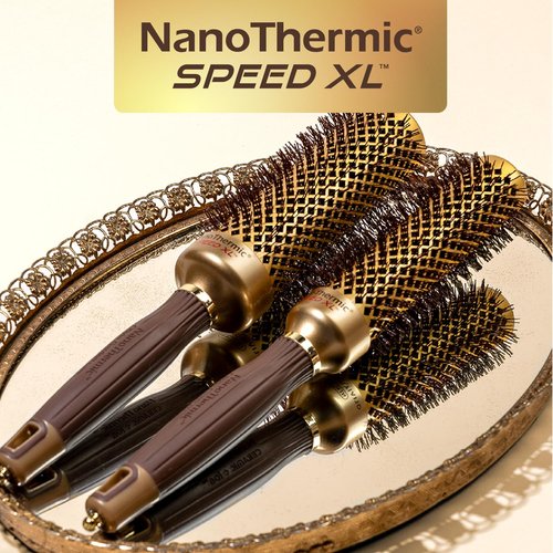Olivia Garden NanoThermic Ceramic + Ion Speed XL Round Thermal Hair Brush - Not Electrical - Professional Blowout Brush for Normal to Thick Hair - 1 3/4"-Diameter Barrel - NTXL-44