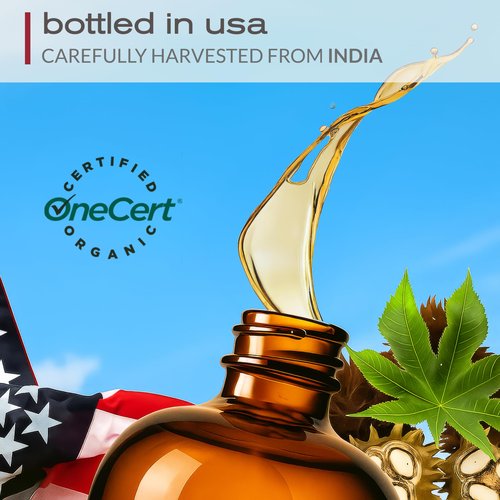Ella & Eden Organic Castor Oil – Cold-Pressed Hexane-Free Unrefined - For Hair Growth, Skin and Face - USDA Certified & 100% Pure - 32 fl oz