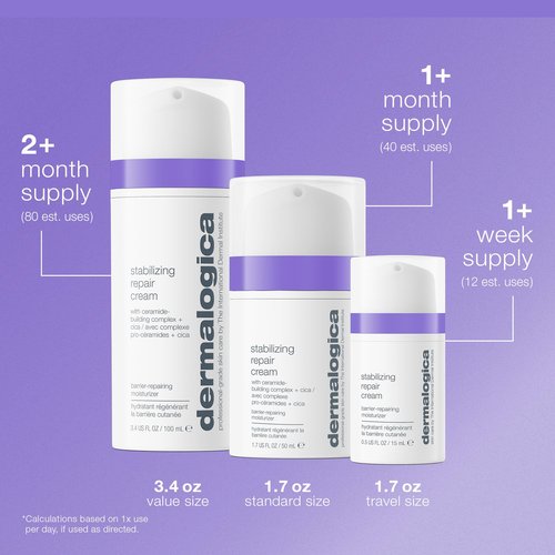 Dermalogica Stabilizing Repair Cream, Face Moisturizer for Sensitive Skin with Cica - Strengthens, Soothes, and Repairs Skin Barrier, 0.5 fl oz