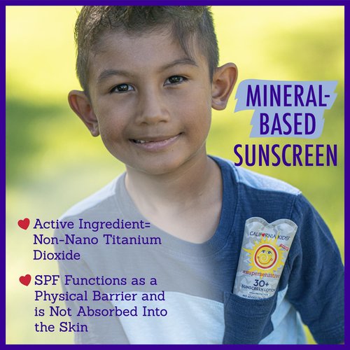 California Kids Sunscreen SPF 30 + | Super Sensitive (Unscented) | Kids Mineral Sunscreen | Face + Body | Titanium Dioxide | Travel Size | 82g / 2.9oz