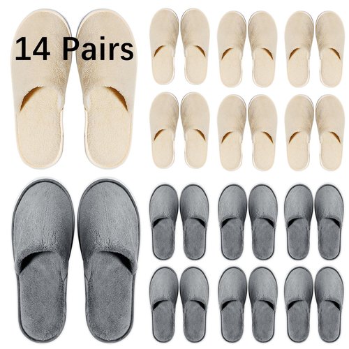 SENJUNSAFE 14 Pairs guest slippers disposable for guests Washable Reusable Which Can Be Used As Women Men House Indoor Bathroom Bedroom hotel(US Men Size 10Women 11)