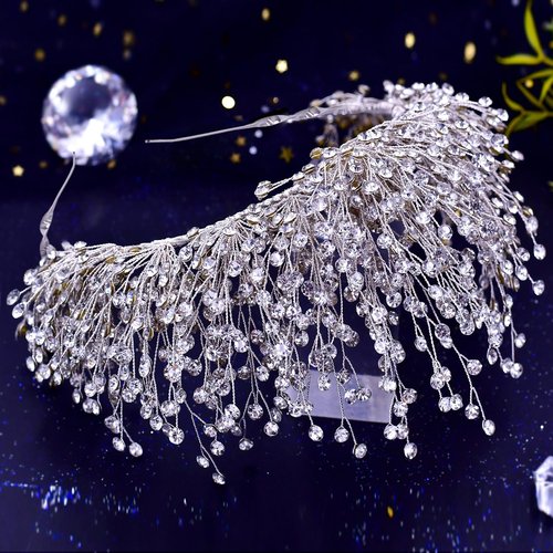 Queen Tiaras and Crowns Bridal Wedding Headband Crystal Tiara Crown, Birthday Party Wedding Pageant Hair Accessories (Silver/Single crown)