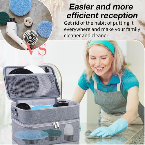 Rsobl Storage Bag for Electric Spin Scrubber,Organizer Case Compatible with Electric Scrubber for Cleaning,Carry Case for Bathroom Scrubber Electric (Bag Only)