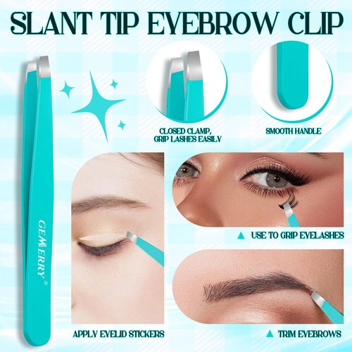 GEMERRY Lash Tweezers Kit 4PCS Lash Applicator Tool DIY Eyelash Tweezers Set Stainless Steel Eyebrow Tweezers with Brush Eyelash Applicator Tool Kit