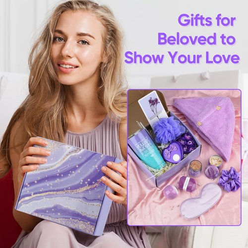 Birthday Gifts for Women,Unique Relaxing Spa Gift Baskets for Women,Self Care Get Well Care Package,Mothers Day,Wife Bday Gift Ideas for Her Best Friend,Coworker,Sister,Teacher