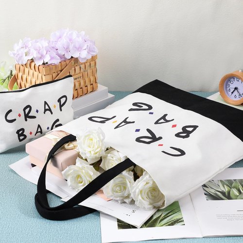 Cunno 2 Pcs Canvas Reusable Grocery Bags - Friends TV Show Gifts & Merch