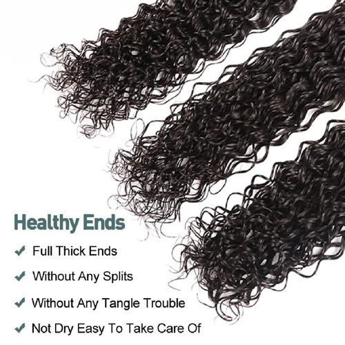 Czrleaty Water Wave Human Hair Bundles, Unprocessed Wet and Wavy Hair 4Bundles 200g, 12 Inch Brazilian Deep Curly Wave Human Hair Extensions