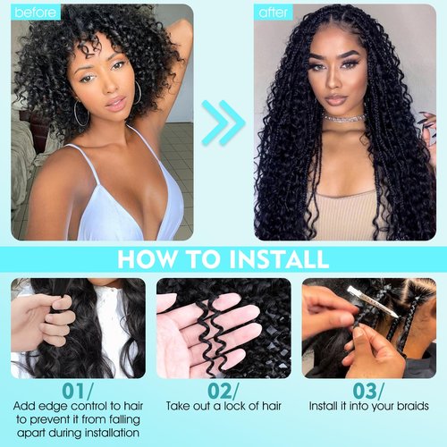 S-noilite Human Braiding Hair for Boho Braids 100% Unprocessed Brazilian Virgin Bulk Hair 2 Bundles/Pack 100 16 Inch Deep Wave Bundles Human Hair for Bohemian Knotless Braids No Weft #1B