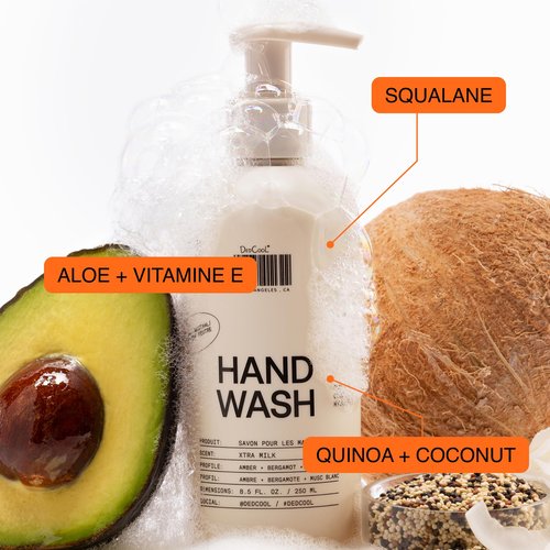 DedCool Xtra Milk Hand Wash | Hydrating Gentle Hand Cleanser | Squalane, Aloe & Marshmallow Root | Non-Toxic, Vegan, Carbon-Neutral | Moisturizing Formula for Daily Use | 16 fl oz
