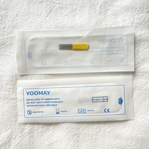 50 Pieces Yoomay Permanent Makeup Eyebrow Microblading Needle for Fog Embroidery Blades Needles for Manual Supplies (Double Line Flat 15)