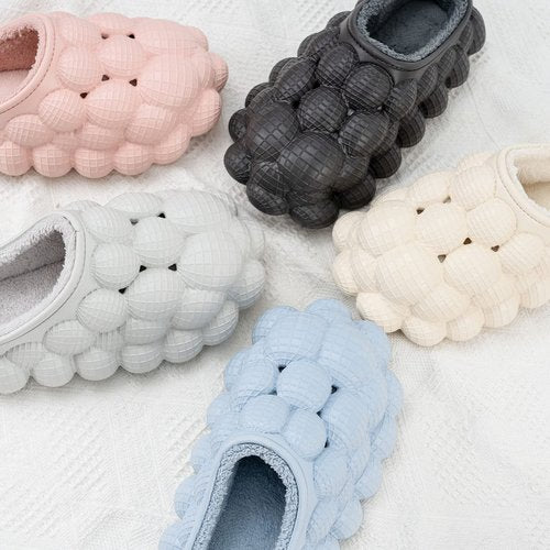 Jaeynow Massage Bubble Slides Women,Funny Lychee Spa Slippers for Men Indoor and Outdoor Non-Slip Bath Shower Shoes Bedroom House Gym Basketball Slides Sandals(Fuzzy Black 39/40)