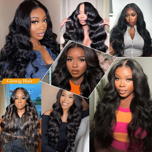 Glowig U Part Human Hair Wig Body Wave for Women Brazilian Remy Upart Human Hair Wig Beginner Friendly No Sew in NO Glue 180% Density Natural Color 14Inch
