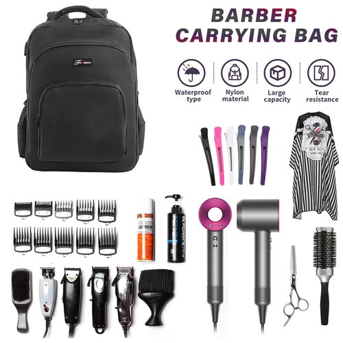 TORIBIO Barber Supplies Bag for Clippers and Supplies, Hairstylist Clipper Portable Backpack for Barber Tools (Black)