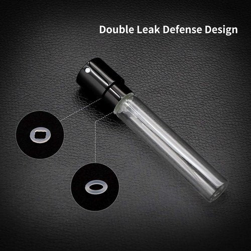 Aufew 10ml Travel Perfume Atomizer, Refillable Cologne Spray Bottle with Double Leakproof Design & Ultra-Fine Mist, Includes Funnel and Fill Pump - Black