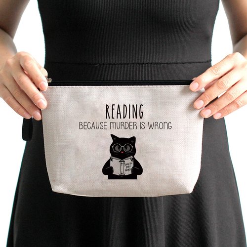 Reading Gifts, Gifts for Teacher Students Funny Gifts for Librarians, Book Lovers, Writers, Readers, Bookworm, Bookish, Women & Men Girls Teens Unique Humor Novelty Sarcasm Reading Makeup Bag