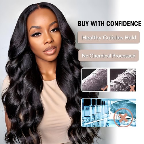 Body Wave Bundles Human Hair 12 14 16 Inch 100% Unprocessed 12A Brazilian Virgin Hair Human Hair Extensions Quick Weave Bundles Double Weft Natural Color