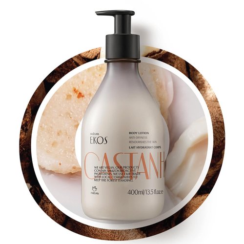 Natura - Brazil Nut Hydrating Body Lotion - Castanha Anti-Dryness - Deep Skin Hydration Moisturizer - Vegan Skin Care - Brazilian Beauty Secrets - Self Care & Body Care - 13.5 fl oz (400ml)