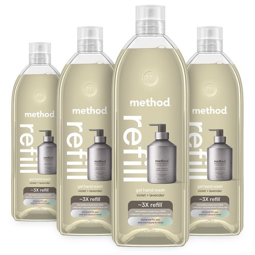 Method Gel Hand Wash Refill, Violet + Lavender, 34 oz (Pack of 4) (Packaging May Vary)