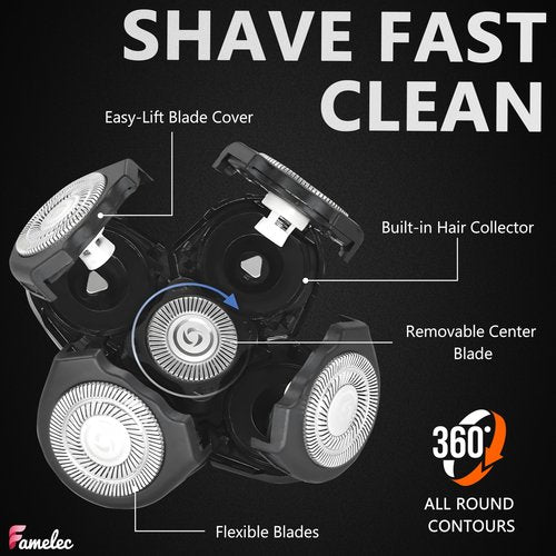 FAMELEC 3 Pack Freedom Shaver Heads Compatible with Freedom Grooming Replacement Blades for Bald Men Head Shaver Kit, Refills Waterproof Razor Kits Fit for Electric Razor Shaver Replacement Blades