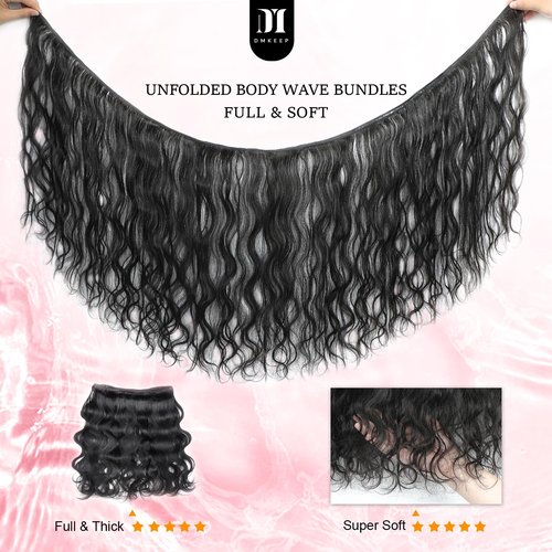 DMKEEP 12A Human Hair Bundles 22 Inch Body Wave Bundles Human Hair 100% Unprocessed Brazilian Raw Virgin Hair Single Bundle Quick Weave Human Hair Extensions Natural Color