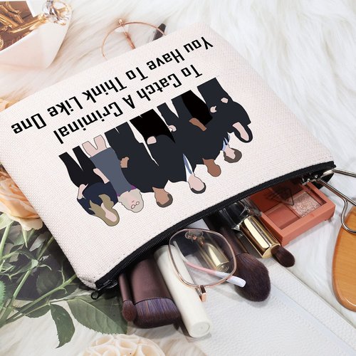 MEIKIUP Murder TV Show Inspired Gift True Crime Makeup Bag True Crime Lovers Gift To Catch A Criminal You Have To Think Like One (To Catch bag)