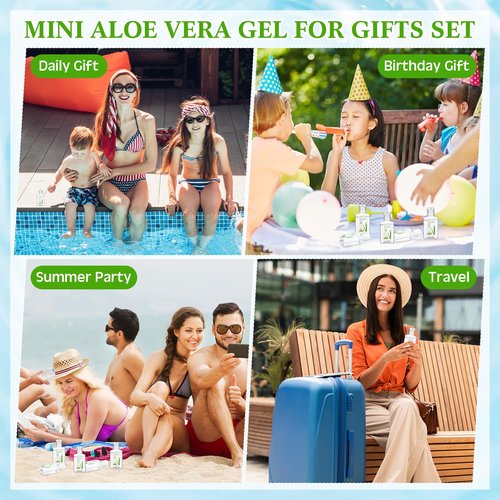 Dansib 24 Pcs Mini 1oz Soothing Moisture Gel Travel Size Moisturizing Face Skin Gel Bulk for Thank You Gifts Summer Beach Wedding Party Supplies(Aloe Vera)