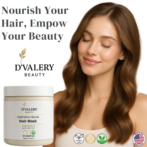 Hydrating Hair Mask with Avocado Oil & Panthenol – Deep Conditioning, Anti-Frizz & Detangling Treatment for Dry, Damaged or Color-Treated Hair – 8 oz
