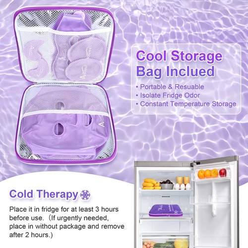 Atsuwell Cooling Ice Face Eye Mask Set for Dark Circles and Puffiness, 6 Gel Cold Packs for Face, Eyes, Soft Plush Lining Ice Pads Cold Compress, Relaxation, Cool Bag Included