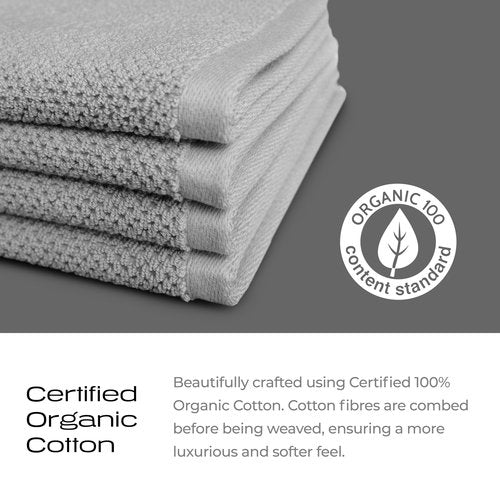 KOHDA LIVING Luxury Washcloths for Face – Wash Cloths for Bathroom, Silver Infused, Thick & Soft Face Towels – Premium Luxury Wash Cloths for Your Face, Body, or Bathroom – 4 Pack (Gray)