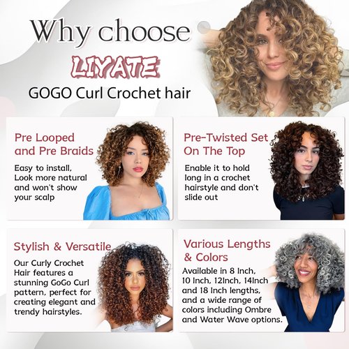 7 Packs Gogo Curl Crochet Hair for Women 12 Inch Pre-Twisted Curly Crochet Hair Pre Looped Deep Ocean Water Wave Beach Curl Crochet Braids Synthetic Braiding Hair Extensions (12 Inch, 1B/30/27)