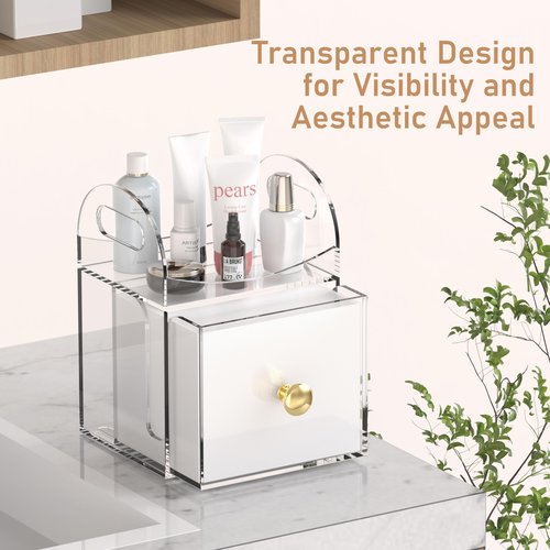 Acrylic Disposable Face Towel Storage Box Compatible with Clean Skin Club Clean Towels XL, Face Towel Holder with Drawer for Bathroom, Makeup Organizer for Vanity Table (Excluding Facial Towels)